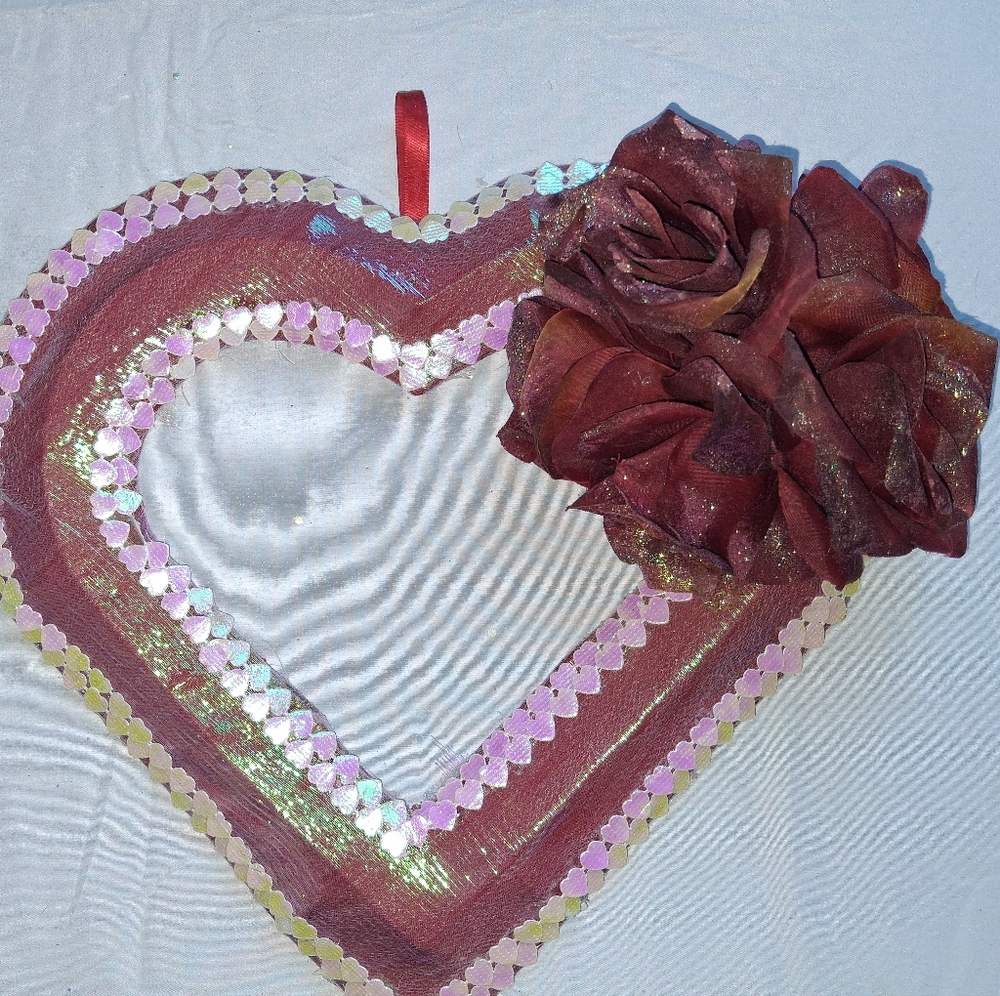 Heart-Shaped Wall Decor with Rose Accent